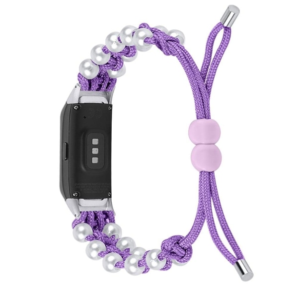 Generic Samsung Galaxy Fit Pearl Décor Stylish Nylon Watch Strap - Purpl Purple