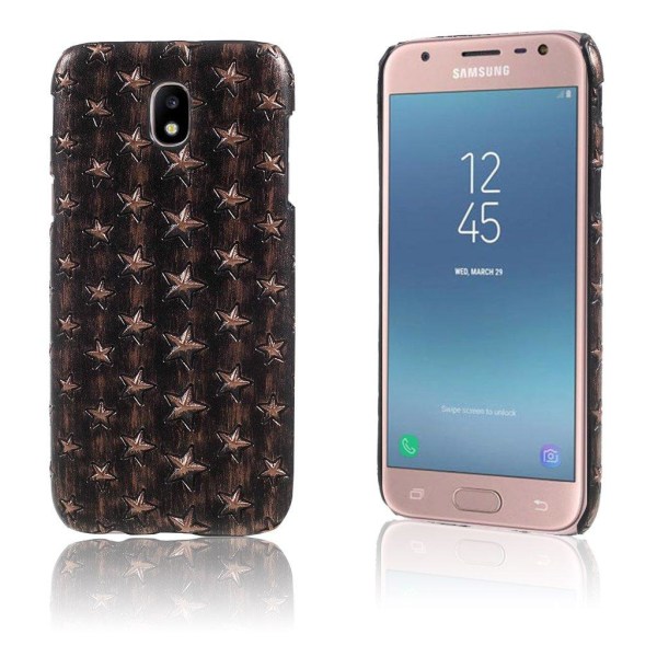 Generic Samsung Galaxy J3 (2017) Robust Plastik Cover - Brune Stjerner Brown