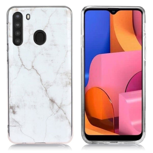 Generic Marble Samsung Galaxy A21 Cover - Hvidt Marmor White