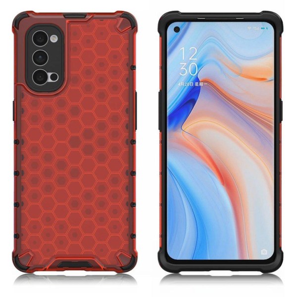 Generic Bofink Honeycomb Oppo Reno4 Pro 5g Cover - Rød Red
