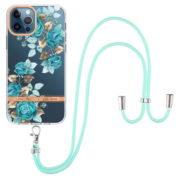 Generic Slim And Durable Softcover With Lanyard For Iphone 12 Pro Max - Blue