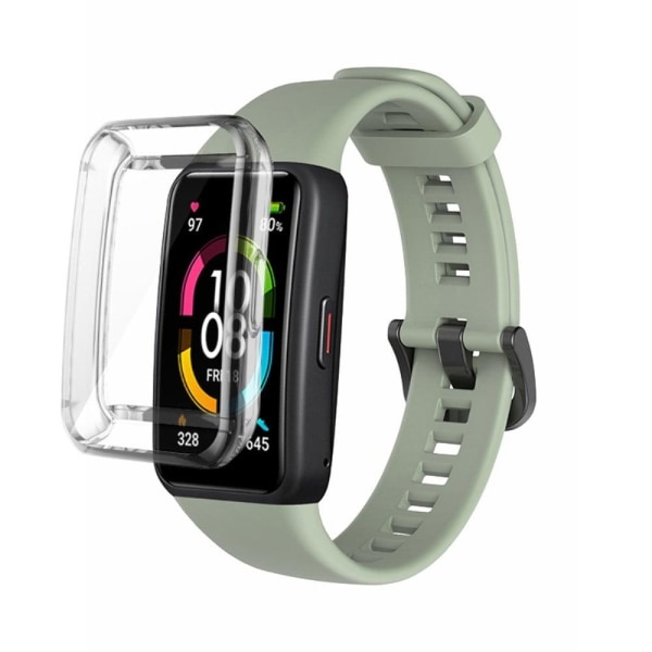 Generic Huawei Band 6 Silicone Watch Strap With Clear Cover - Grey Green