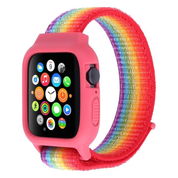 Generic Apple Watch Series 5 40mm Nylon Silikone Ramme - Lilla / Blå G Multicolor