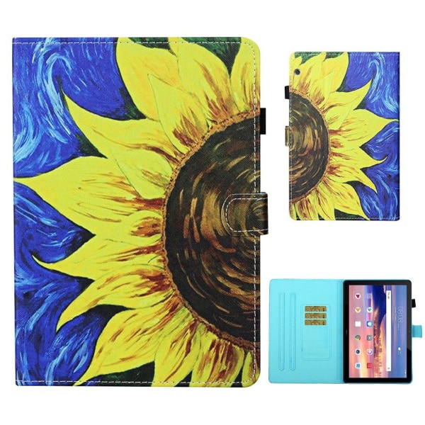 Generic Huawei Mediapad T5 Cool Pattern Leather Flip Case - Sunflower Yellow