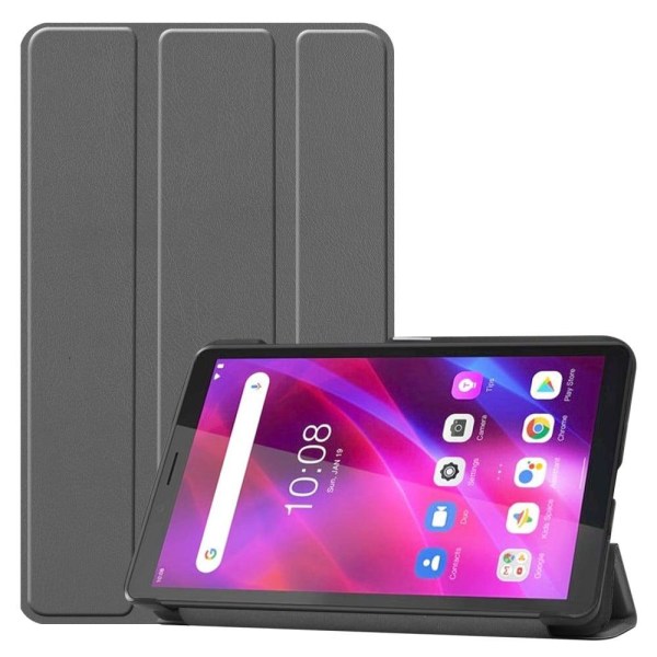 Generic Tri-fold Leather Stand Case For Lenovo Tab M7 (3rd Gen) - Grey Silver