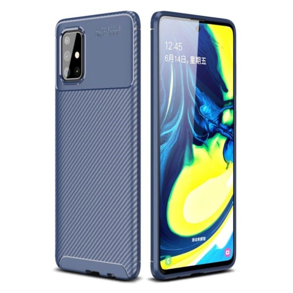 Generic Carbon Shield Samsung Galaxy A71 Cover – Blå Blue