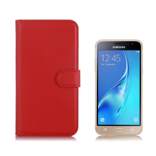 Generic Samsung Galaxy J3 (2016) / Enkelt Læder-etui - Rød Red