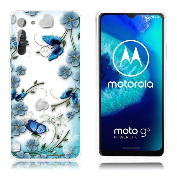 Generic Deco Motorola Moto G8 Power Lite Case - Flower And Butterfly Blue