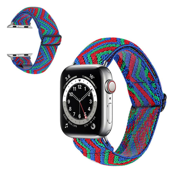 Generic Apple Watch Series 6 / 5 40mm Nylon Mønster Rem - Zig-zag Rød Multicolor