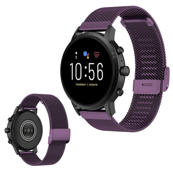 Generic Fossil Hybrid Smartwatch Hr Stainless Steel Watch Band - Dark Pu Purple