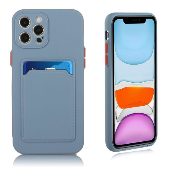 Generic Card Holder Cover Til Iphone 12 Pro Max - Blå Blue