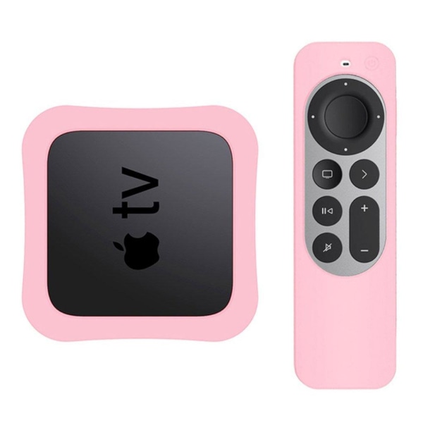 Generic Apple Tv 4k (2021) Set-top Box + Controller Silicone Cover - Pin Pink