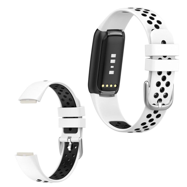 Generic 15.4mm Fitbit Luxe Bi-color Silicone Watch Strap - White / Black