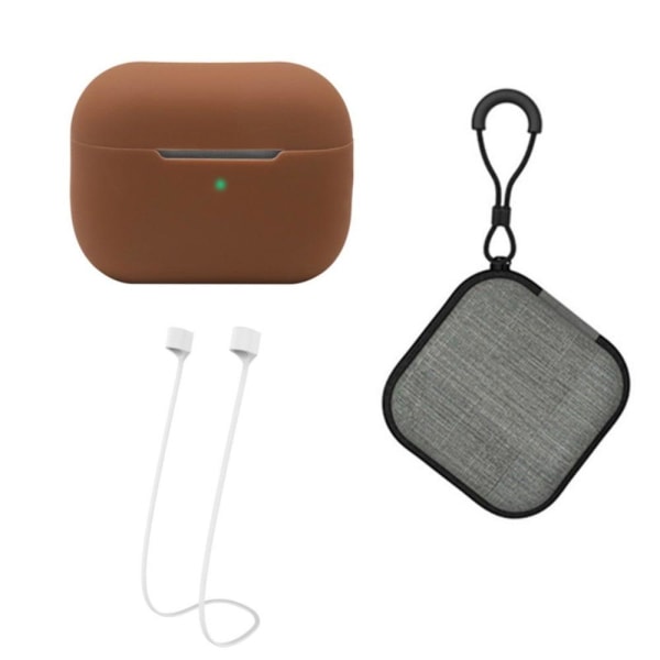 Generic Airpods Pro 2 Silicone Case With Strap And Storage Box - Brown