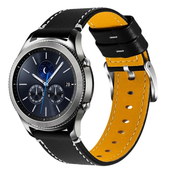 Generic Samsung Gear S3 Frontier / Top Layer Cowhide Leather Watch St Black