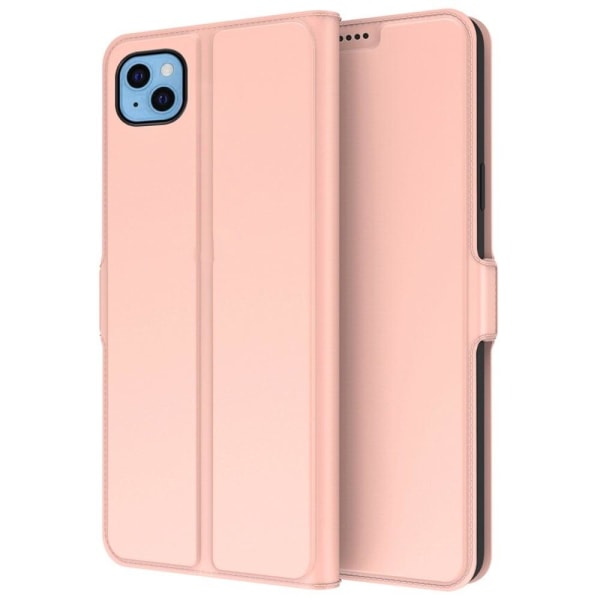 Generic Smooth Og Thin Premium Pu Læder Etui Til Iphone 13 Mini - Rødgul Pink