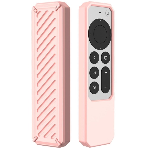 Generic Twill Design Silicone Cover For Apple Tv 4k (2021) - Pink
