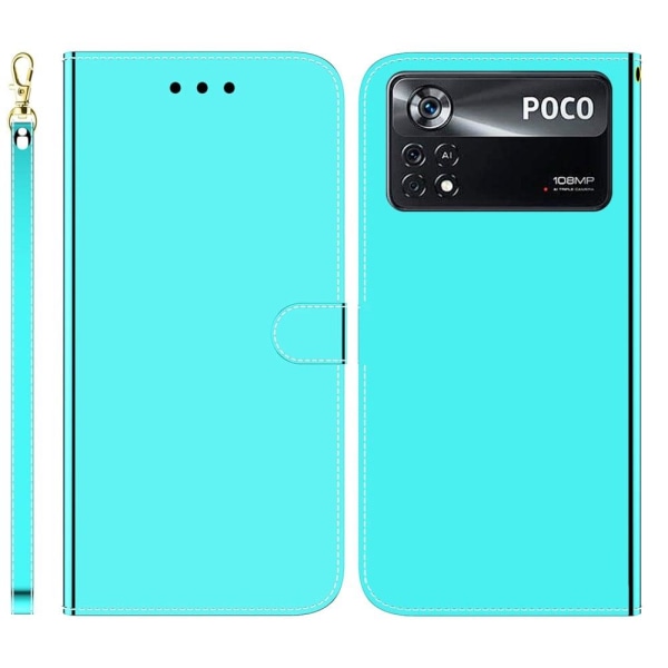 Generic Mirror Xiaomi Poco X4 Pro 5g Flip Case - Cyan Green