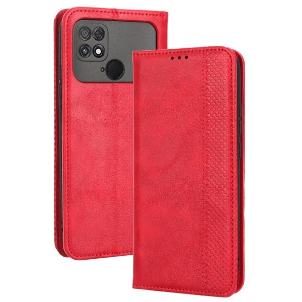 Generic Vertical Flip Phone Etui Med Zipper Til Xiaomi Poco C40 - Brun Red