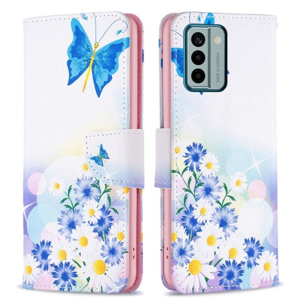 Generic Wonderland Nokia G22 Flip Etui - Sommerfugl Og Blomster Pink