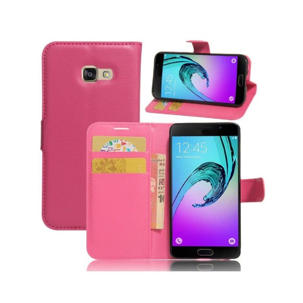 Generic Samsung Galaxy A3 (2017) Læder-etui Med Litchioverflade - Hot Pi Pink