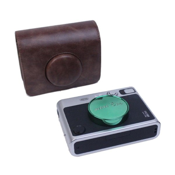 Generic Fujifilm Instax Mini Evo Pu Leather Case With Strap - Coffee Brown
