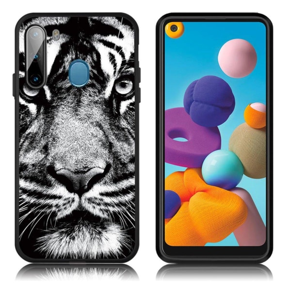 Generic Imagine Samsung Galaxy A21 Cover - Tiger Ansigt Black