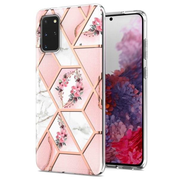 Generic Marble Samsung Galaxy S20 Plus Etui - Lyserøde Blomster Pink