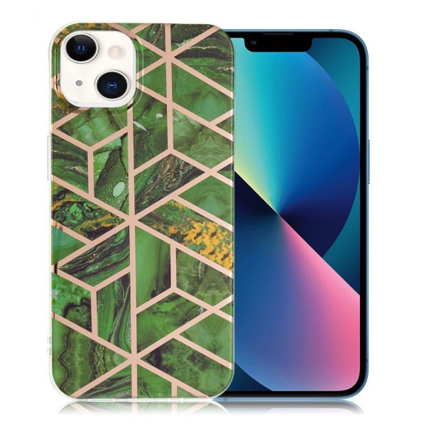 Generic Marble Iphone 13 Etui - Green Rhombus