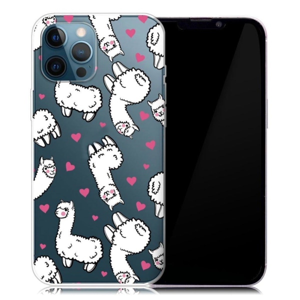 Generic Deco Iphone 13 Pro Max Case - Hearts And Fluffy Llamas White
