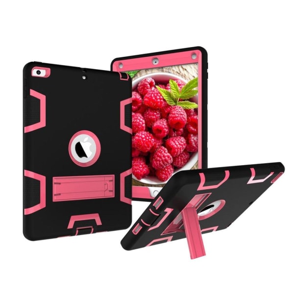 Generic Ipad (2017) Silikone Cover I Et Smart Motiv - Sort Og Rosa Pink