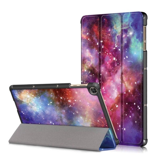 Generic Huawei Matepad T10 Pattern Tri-fold Leather Case - Galaxy Multicolor