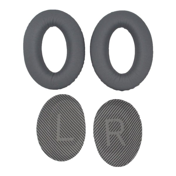 Generic 1 Pair Bose Qc15 / Qc25 Qc35 Jzf-236 Leather Ear Pads - Dark G Silver Grey