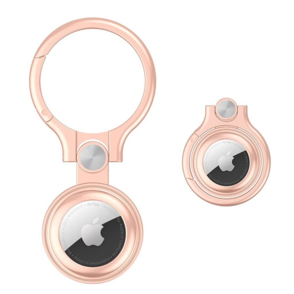Generic Airtags Metal Cover With Revolving Ring Hook - Rose Gold Pink