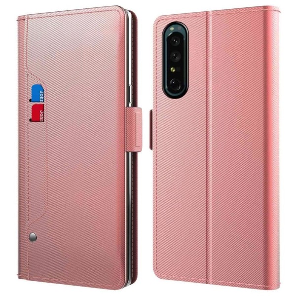 Generic Phone Etui Med Make-up Mirror Og Slick Design Til Sony Xperia 5 Pink