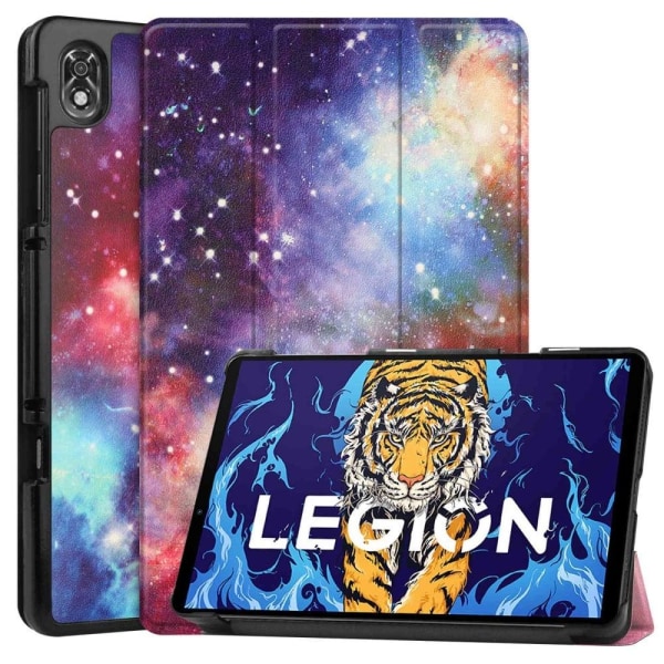 Generic Lenovo Legion Y700 Tri-fold Pattern Leather Case - Nebula Multicolor