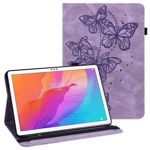 Generic Huawei Matepad T10 / T10s Butterfly Imprint Leather Case - Purpl Purple
