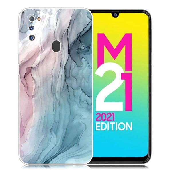 Generic Marble Samsung Galaxy M21 2021 Etui - Rose / Blå Marmor Multicolor