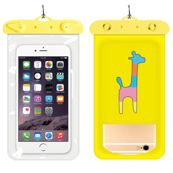 Generic Universal Cartoon Pattern Waterproof Pouch For 6-inch Smartphone Yellow