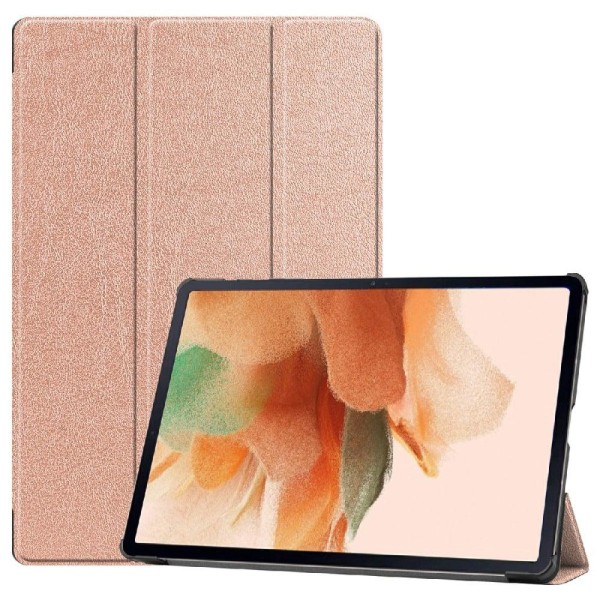 Generic Samsung Galaxy Tab S7 Fe Tri-fold Leather Flip Case - Rose Gold Pink
