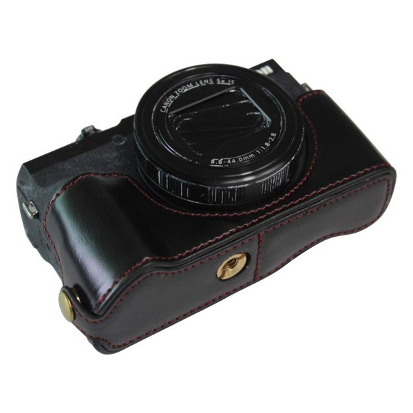 Generic Canon Powershot G5 X Mark Ii Holdbart Læder Etui - Sort Black