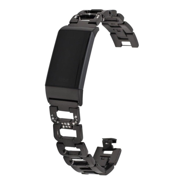 Generic Fitbit Charge 5 Rhinestone Décor Aluminum Watch Strap - Black