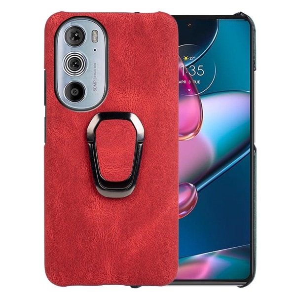 Generic Shockproof Leather Cover With Oval Kickstand For Motorola Edge 3 Red