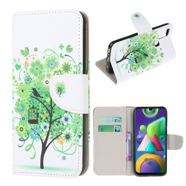 Generic Wonderland Samsung Galaxy M21 Etui - Grønt Træ Med Fuglebur Multicolor
