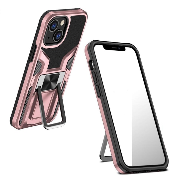 Generic Shockproof Hybrid Cover With Kickstand For Iphone 13 Mini - Rose Pink