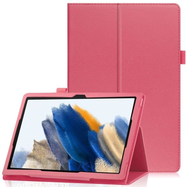 Generic Foldable Case With Lichi-texture For Samsung Galaxy Tab A8 10.5 Pink