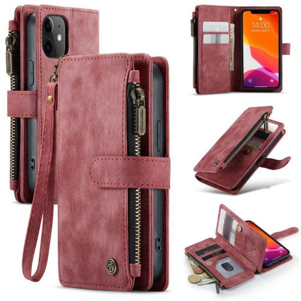 Generic Caseme Zipper-wallet Phone Case For Iphone 12 Mini - Red