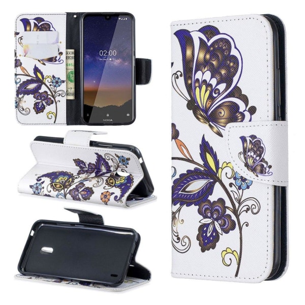 Generic Wonderland Nokia 2.2 Etui - Sommerfugle Og Blomster Purple