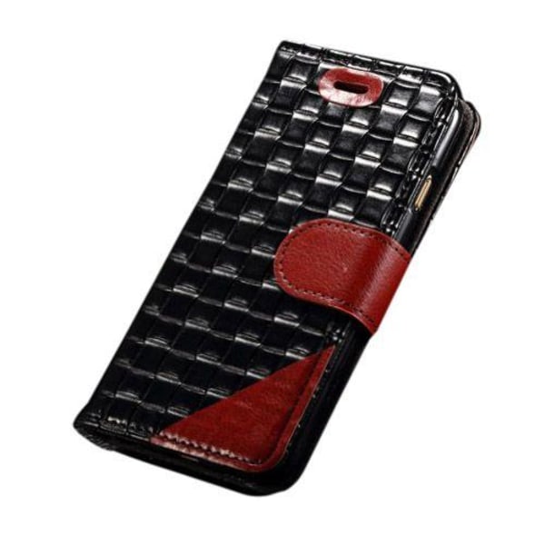Apple Woven (svart / Brun) Iphone 6 Flip Fodral (äkta Läder)