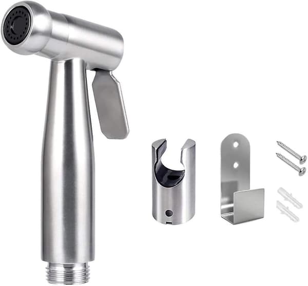 Bidetspray/Håndholdt Sprayer i Rustfritt Stål med Krok, Enkel Installasjon, for Personlig Hygiene og Vask